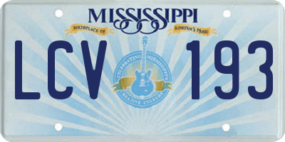 MS license plate LCV193