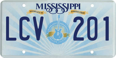 MS license plate LCV201