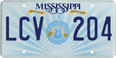 MS license plate LCV204