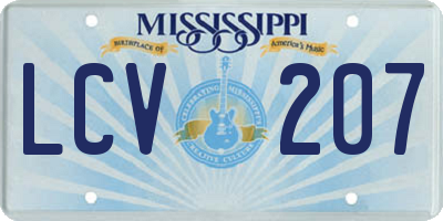 MS license plate LCV207
