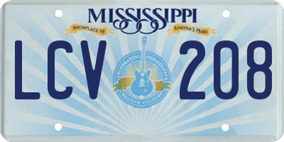 MS license plate LCV208