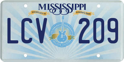 MS license plate LCV209