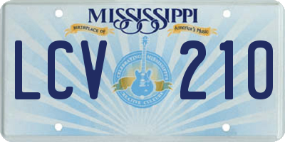 MS license plate LCV210