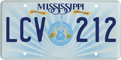 MS license plate LCV212