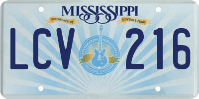 MS license plate LCV216