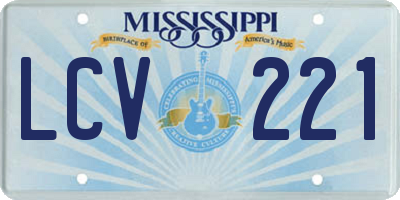 MS license plate LCV221