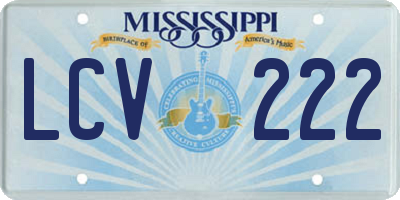 MS license plate LCV222