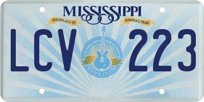 MS license plate LCV223