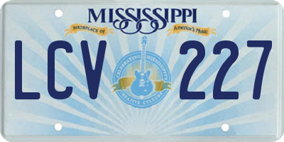 MS license plate LCV227