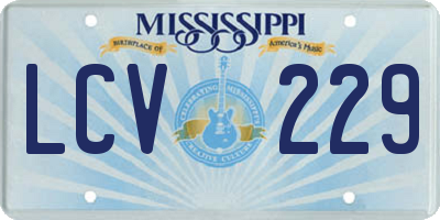MS license plate LCV229
