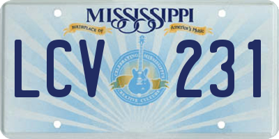 MS license plate LCV231