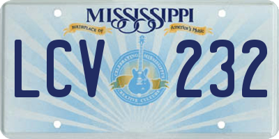 MS license plate LCV232