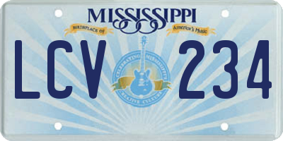 MS license plate LCV234