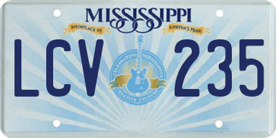 MS license plate LCV235