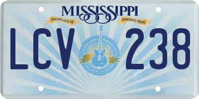 MS license plate LCV238