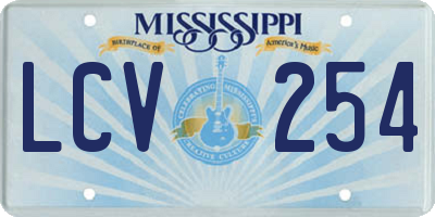 MS license plate LCV254
