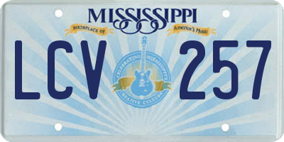 MS license plate LCV257