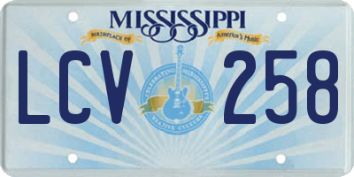 MS license plate LCV258