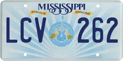 MS license plate LCV262