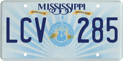 MS license plate LCV285