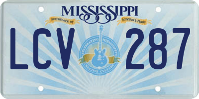 MS license plate LCV287