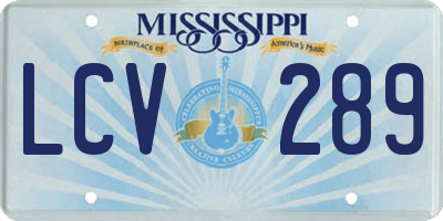 MS license plate LCV289