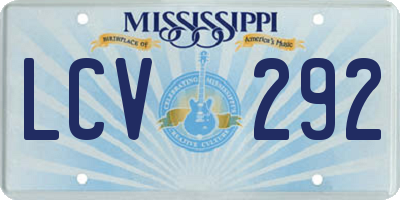 MS license plate LCV292