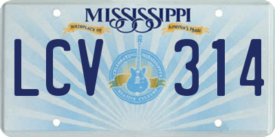 MS license plate LCV314
