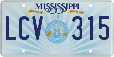 MS license plate LCV315
