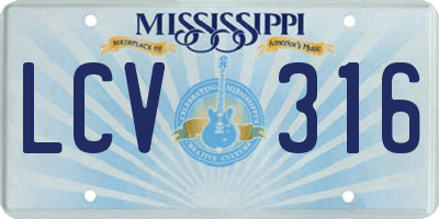MS license plate LCV316