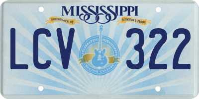 MS license plate LCV322
