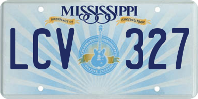 MS license plate LCV327