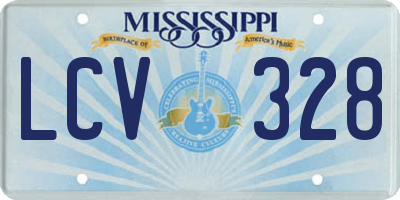 MS license plate LCV328