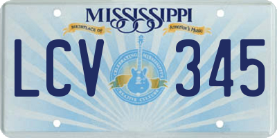 MS license plate LCV345