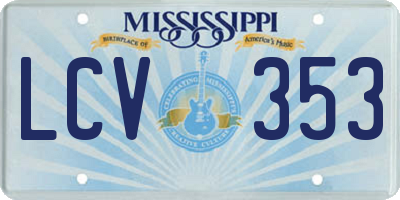 MS license plate LCV353