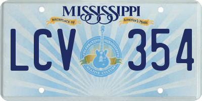 MS license plate LCV354