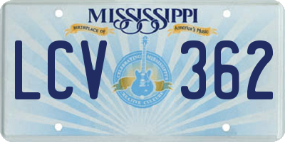MS license plate LCV362