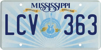 MS license plate LCV363