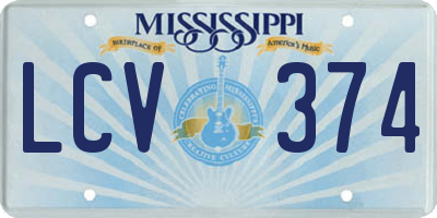MS license plate LCV374