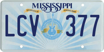 MS license plate LCV377