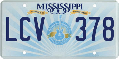 MS license plate LCV378