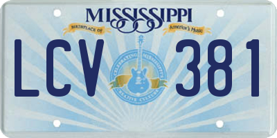 MS license plate LCV381