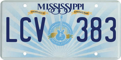 MS license plate LCV383