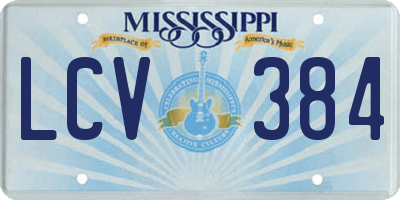 MS license plate LCV384