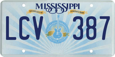 MS license plate LCV387