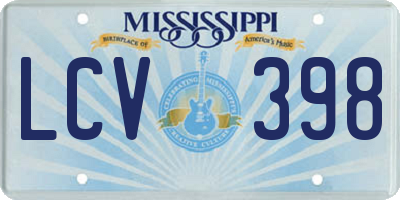 MS license plate LCV398