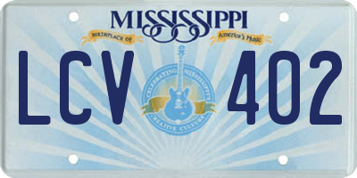 MS license plate LCV402