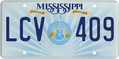 MS license plate LCV409