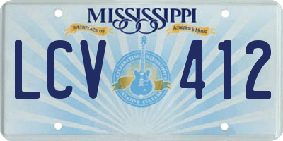 MS license plate LCV412