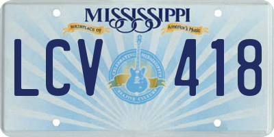 MS license plate LCV418